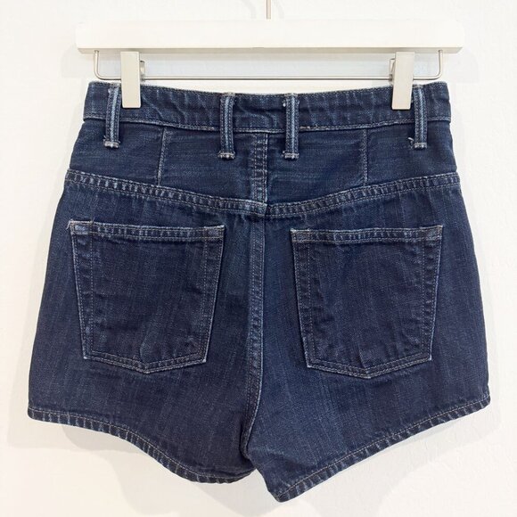 Helmut Lang Denim High Rise Button Fly Dark Wash Jean Shorts Designer Luxury 24 - Picture 7 of 7